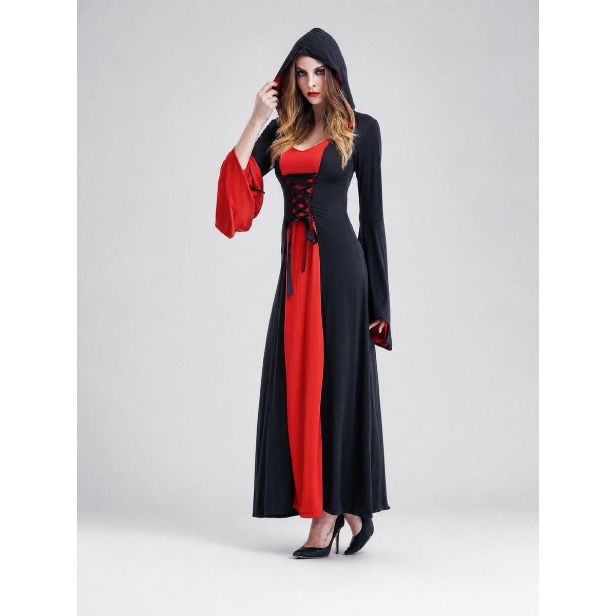 Red and Black Hooded Gothic Vampire Dress