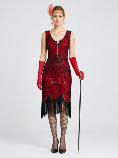 1920s Sequin and Fringe Stage Costume on-model view