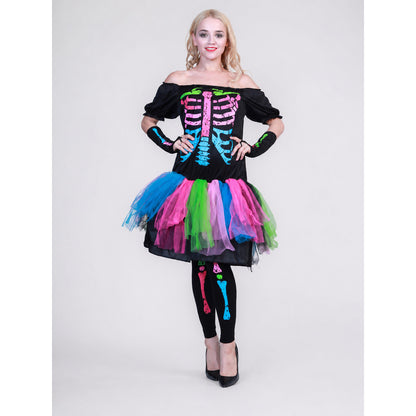 Halloween Skeleton Costume with a Tutu Skirt on-model view