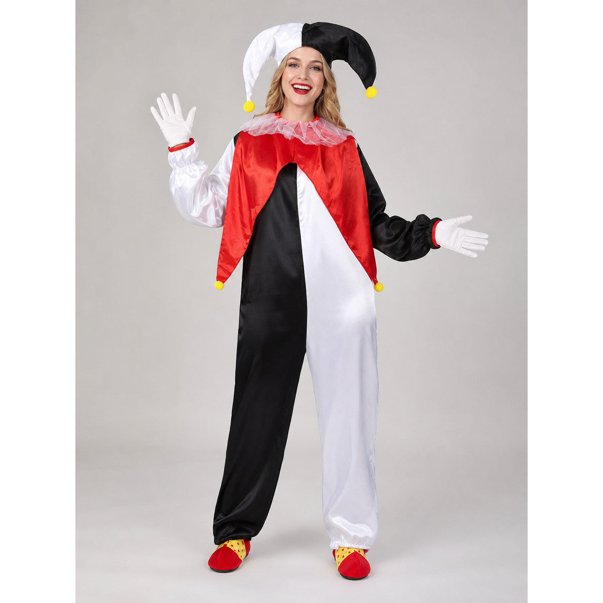 Clown Costume with Mask and Hat on-model view