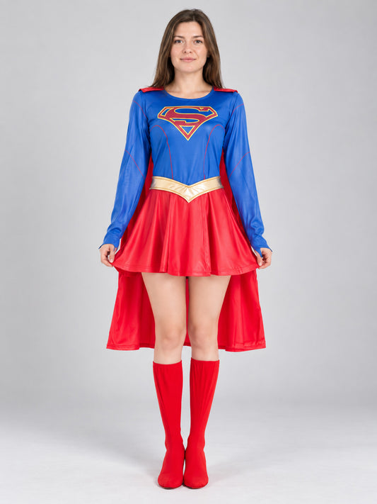 Cosplay and Carnival Costume: Dress, Red Cape, Belt