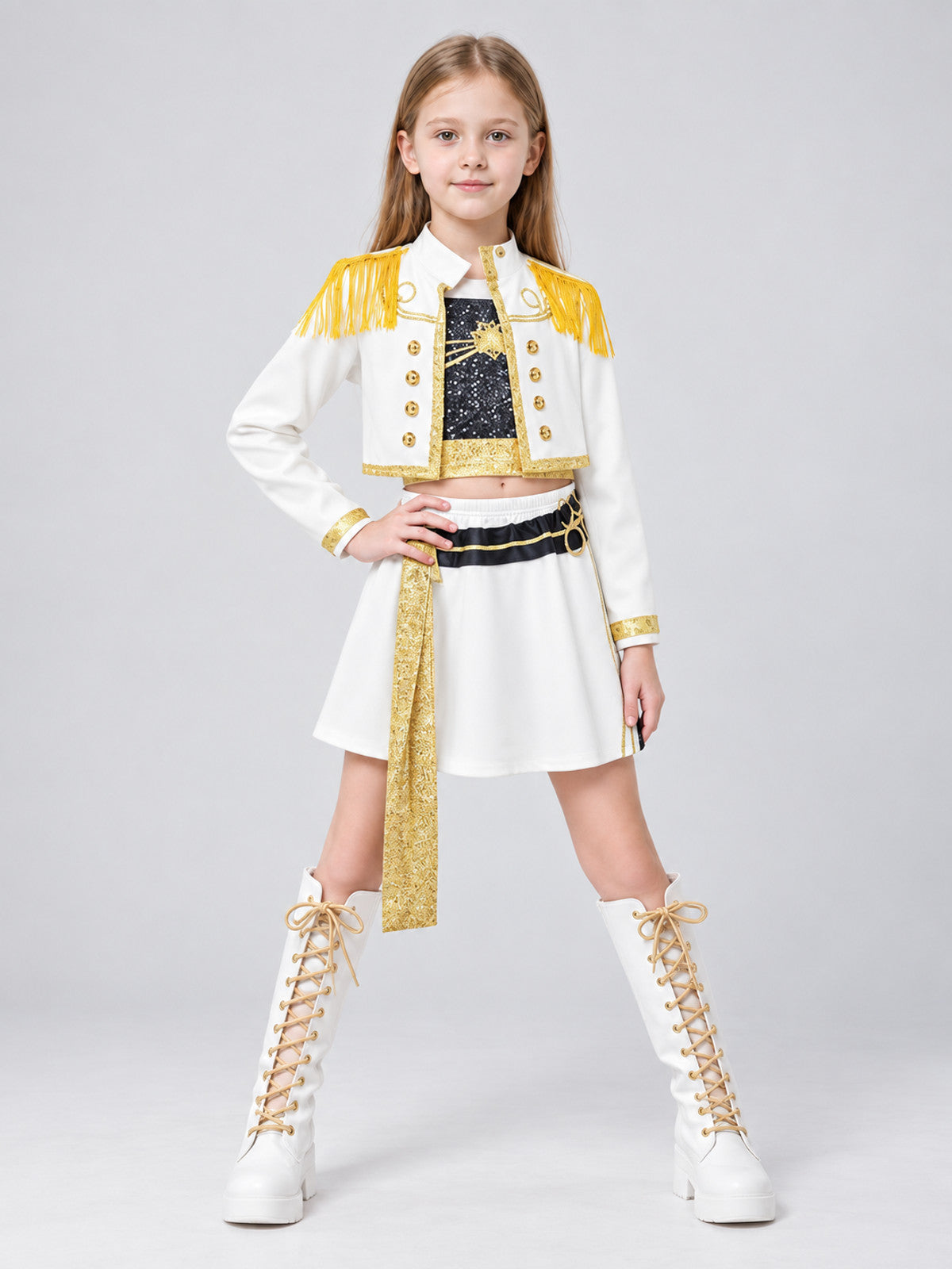 3-Piece Kids' Stage Costume with Gold Trim