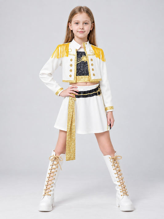 3-Piece Kids' Stage Costume with Gold Trim