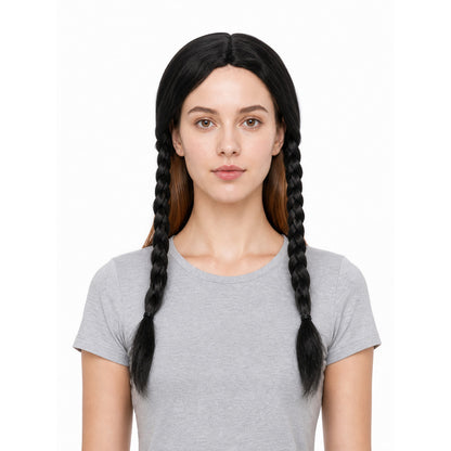 Black Carnival Wig with Two Braids