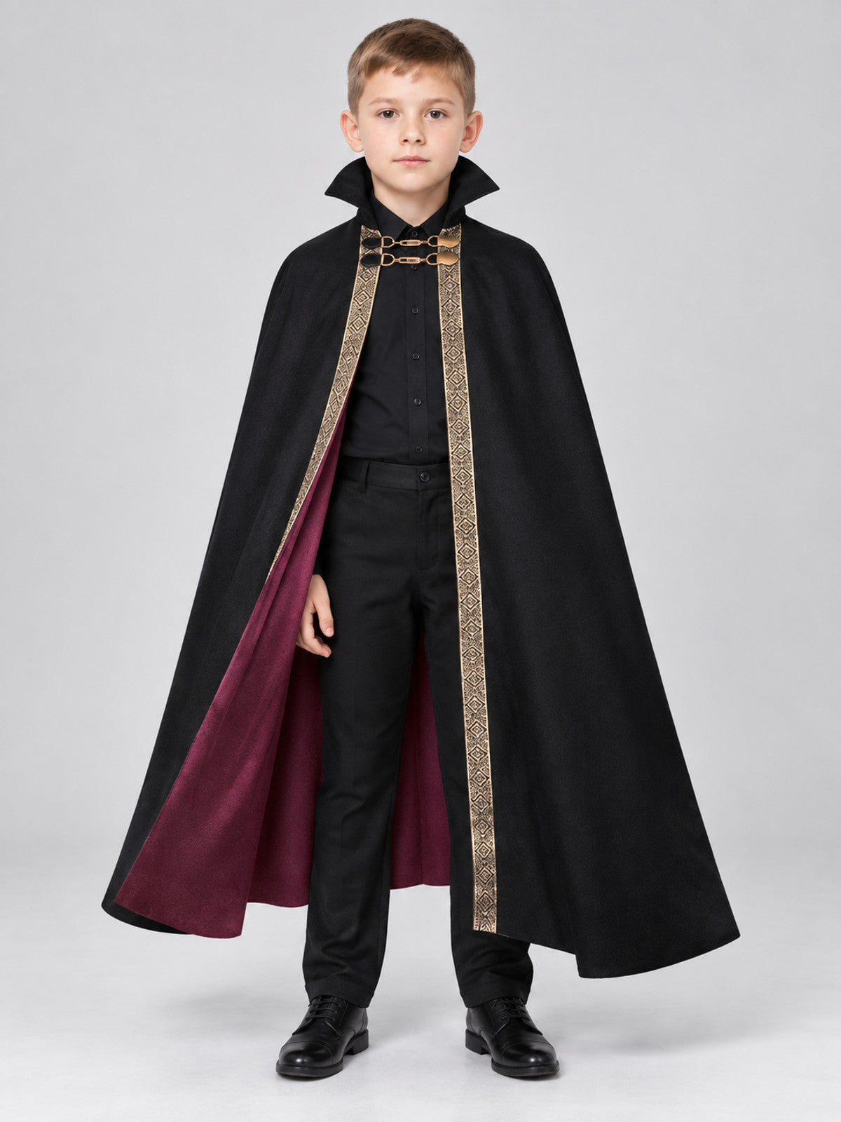 Cosplay Cape with Chain and Burgundy Lining