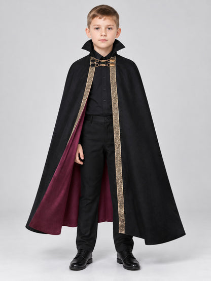 Cosplay Cape with Chain and Burgundy Lining