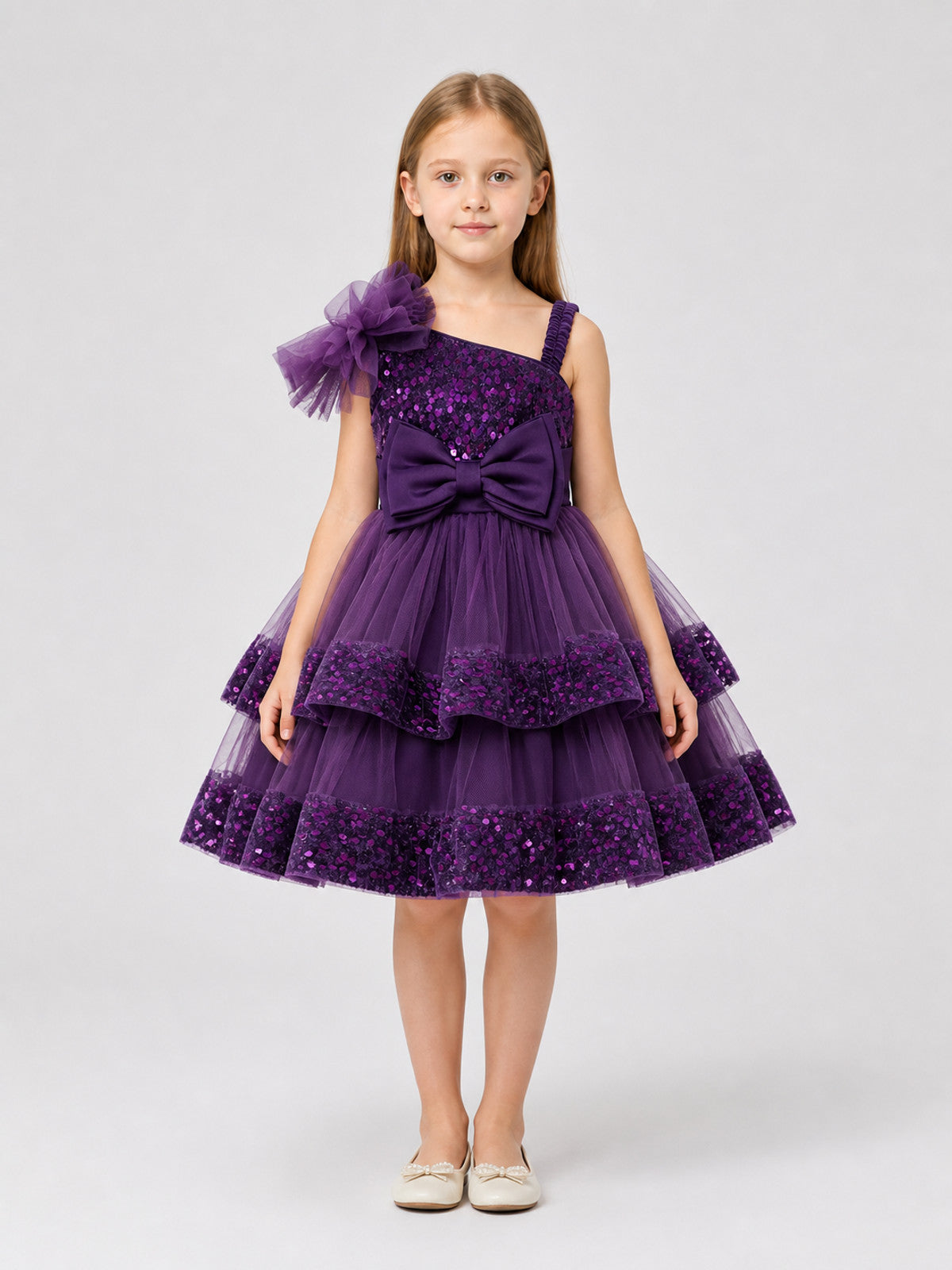 Festive Princess Dress with Sequins and Bows