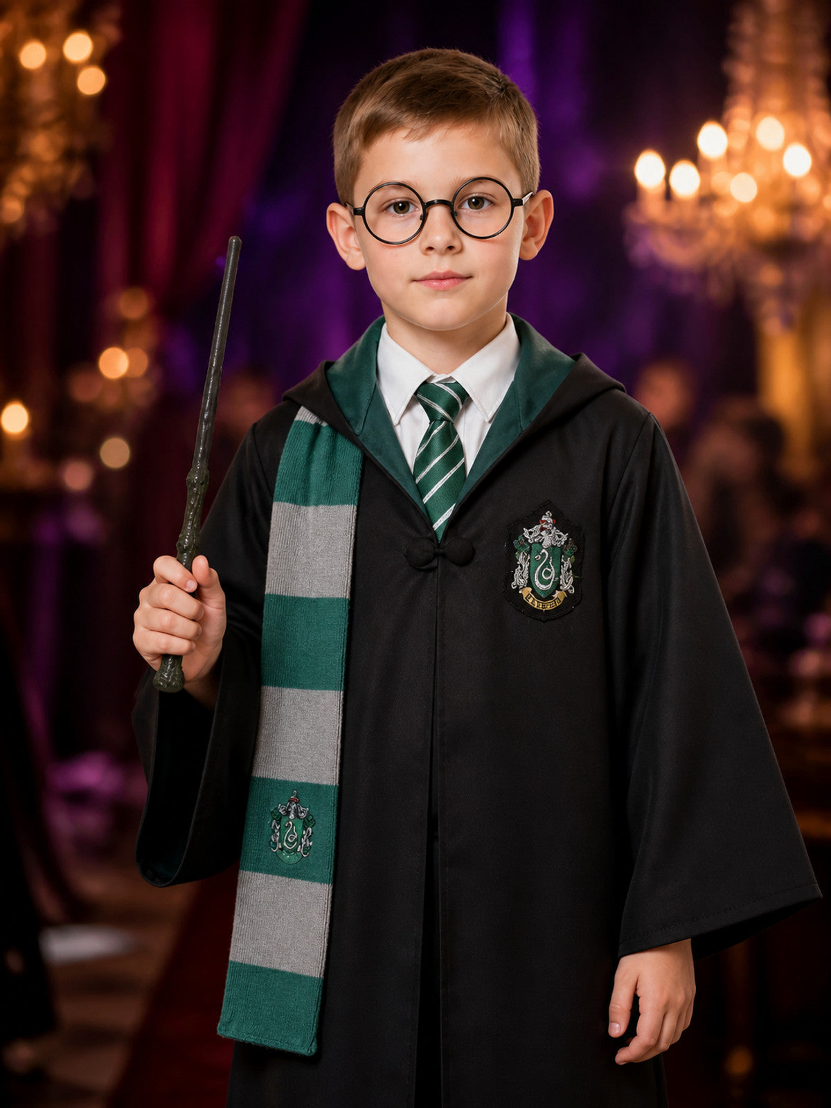 Slytherin Wizard Costume with Hood for Cosplay