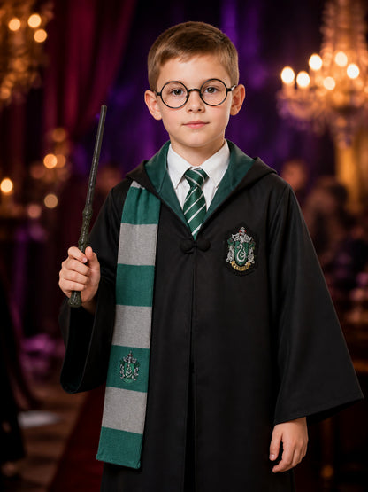 Slytherin Wizard Costume with Hood for Cosplay