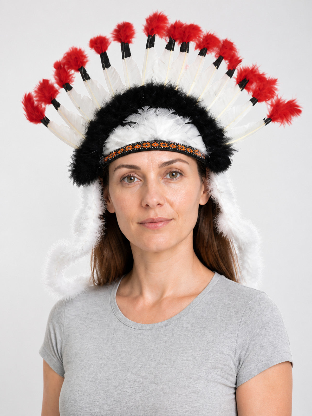 Indian-style carnival headdress with feathers main product view