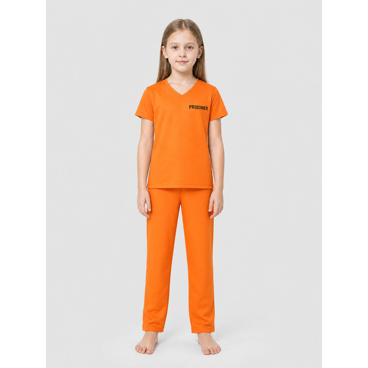 Carnival Costume: Prison Uniform, T-Shirt and Pants on-model view
