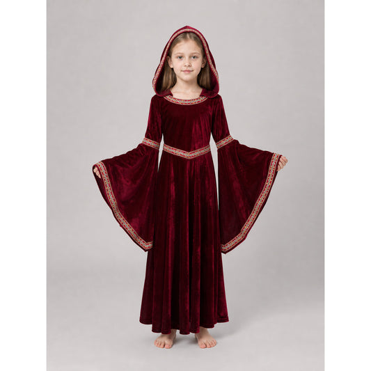 Halloween Vampire Costume — Burgundy Hooded Cloak