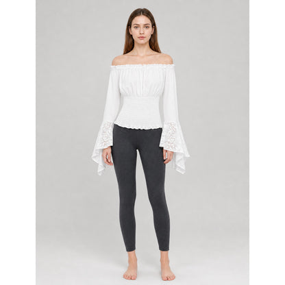 White Off-the-Shoulder Ruffle Blouse