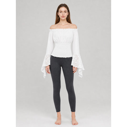 White Off-the-Shoulder Ruffle Blouse