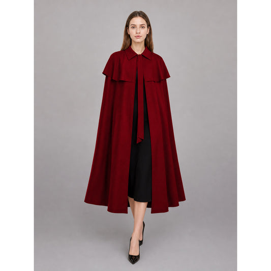 Red Carnival Cloak with a Turn-Down Collar