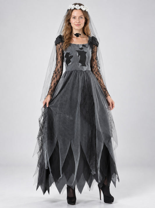 Vampire Halloween Costume with Dress and Headpiece