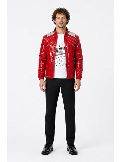 Stage Costume with Red Jacket and Piano Key Print