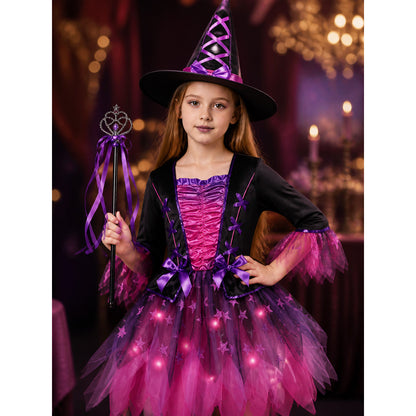 Light-Up Witch Costume with Dress, Hat, and Wand