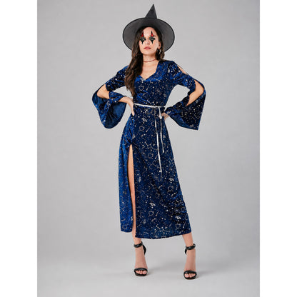 Cosplay Dress with Flared Sleeves and Star Print