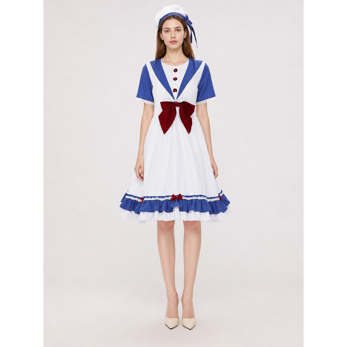Cosplay Dress Costume with a Bow and Ruffles