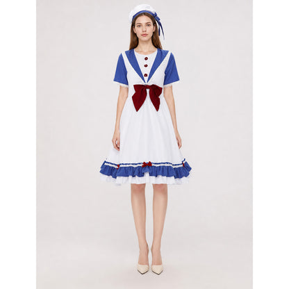 Cosplay Dress Costume with a Bow and Ruffles