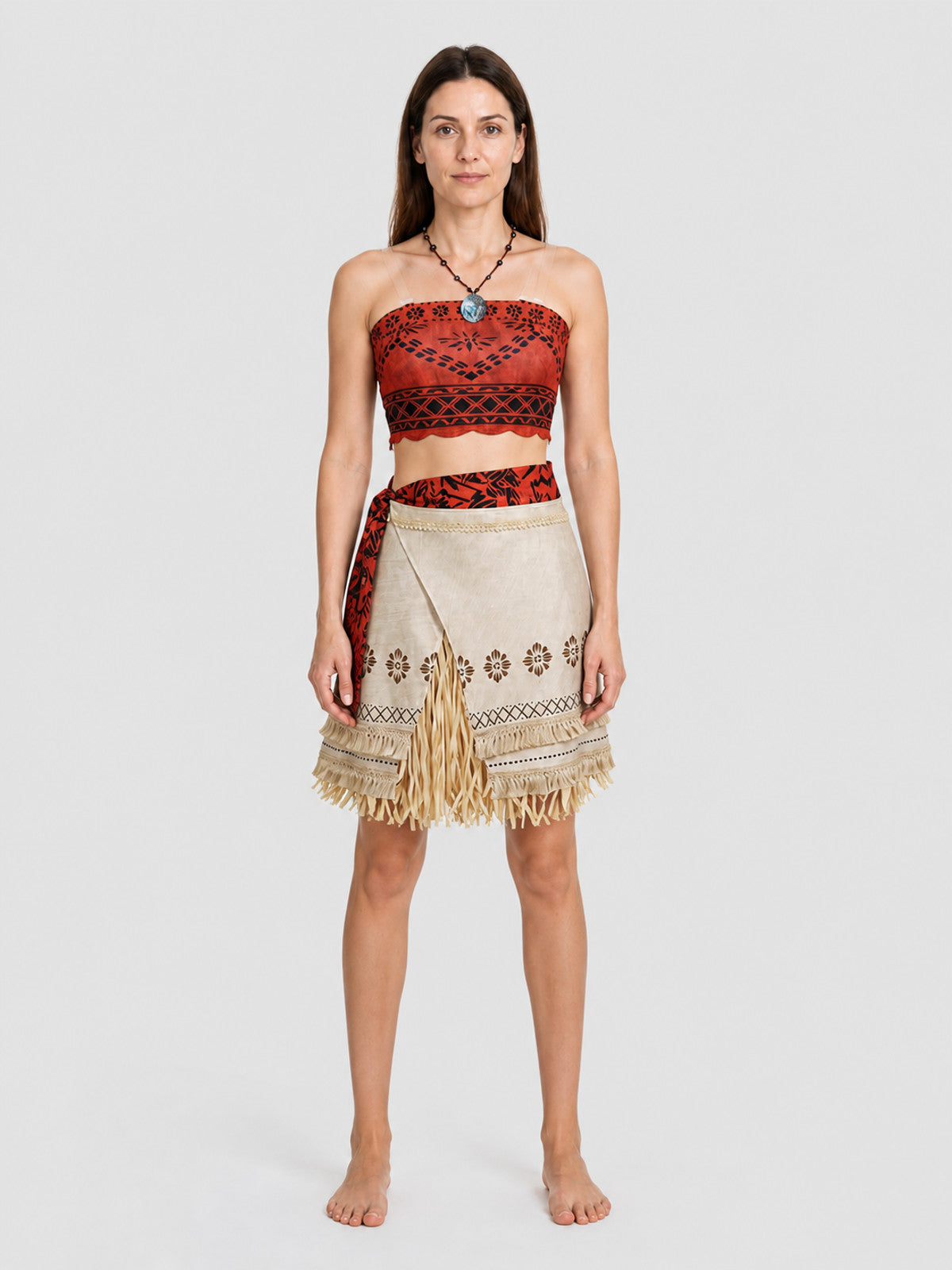 Moana Cosplay Costume Set with Skirt and Accessories on-model view