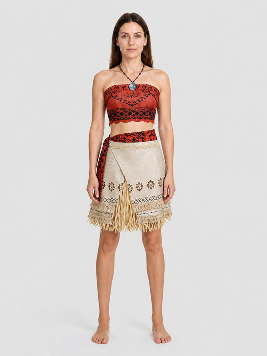 Moana Cosplay Costume Set with Skirt and Accessories on-model view