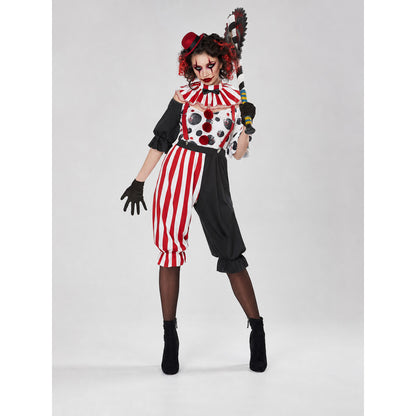 Halloween Clown Costume with Collar and Gloves on-model view