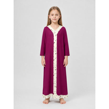 Pomni Cosplay Dress, Long Sleeves, Burgundy and Cream on-model view