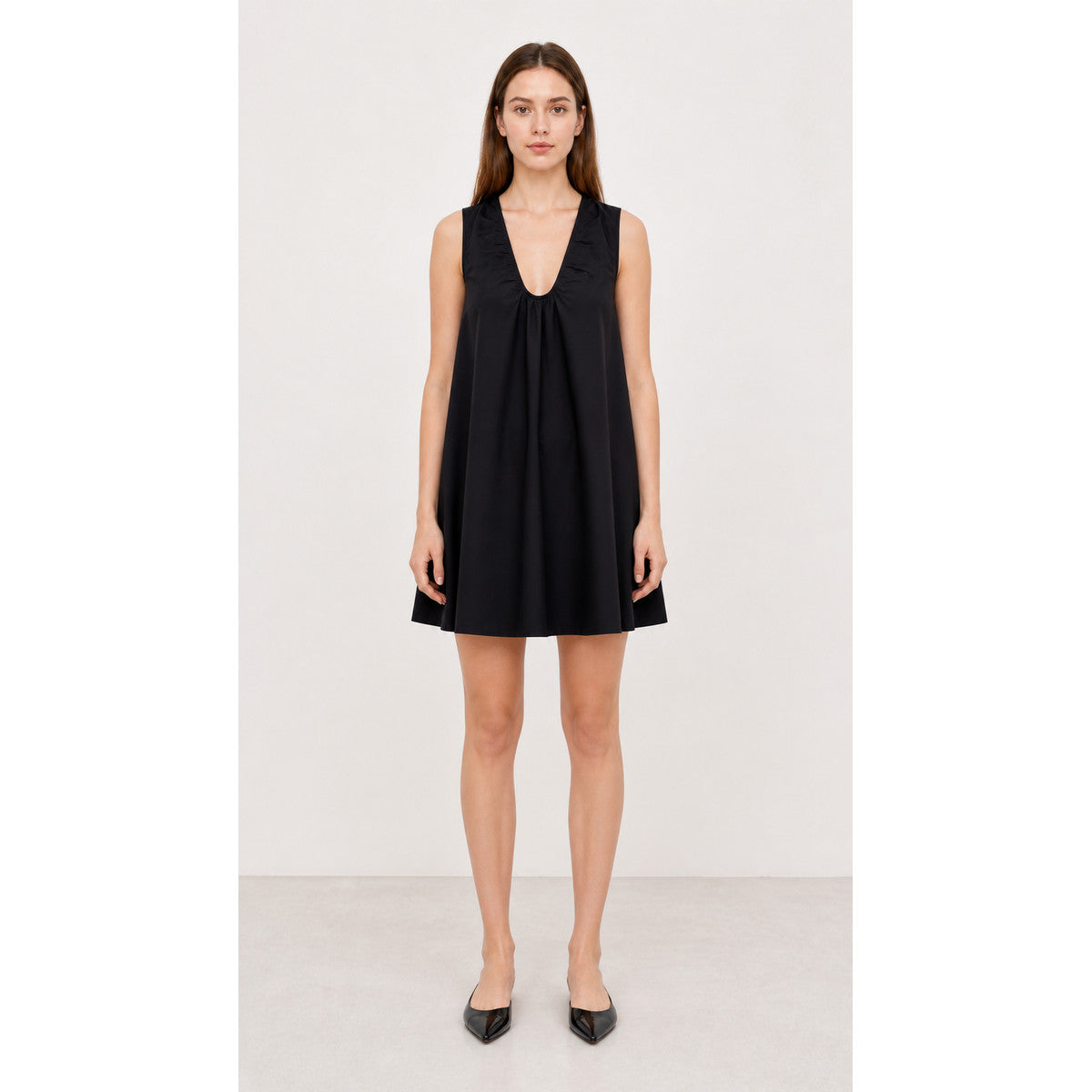 Black Sleeveless Loose A-Line Dress main product view