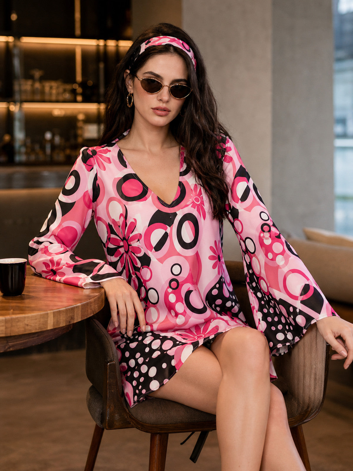 ’80s Disco Costume: Dress with Accessory on-model view