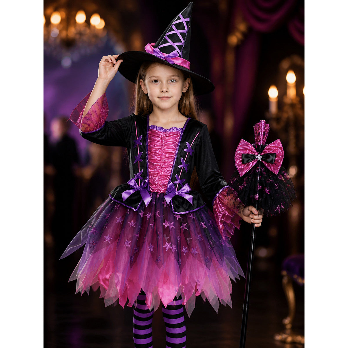 Halloween Costume with Dress and Hat on-model view