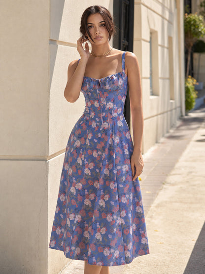 Women's strappy dress with a floral print main product view
