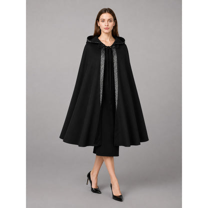 Long Black Hooded Costume Cloak