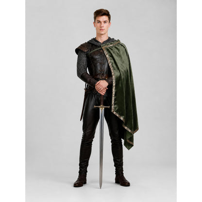 Green asymmetrical long carnival cape