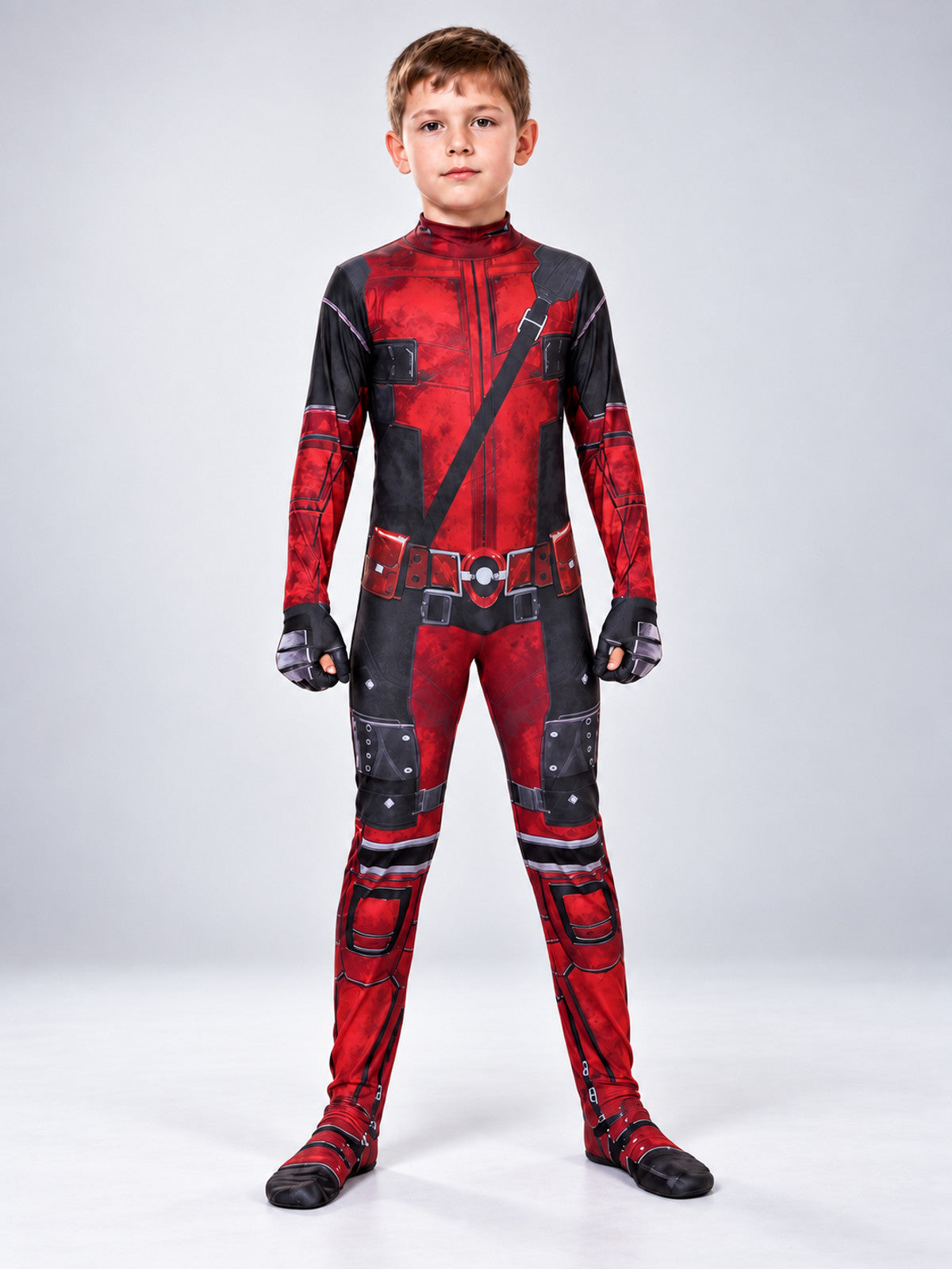 Red and Black Cosplay Costume with Mask and Belt
