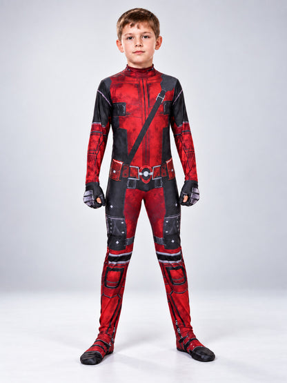 Red and Black Cosplay Costume with Mask and Belt