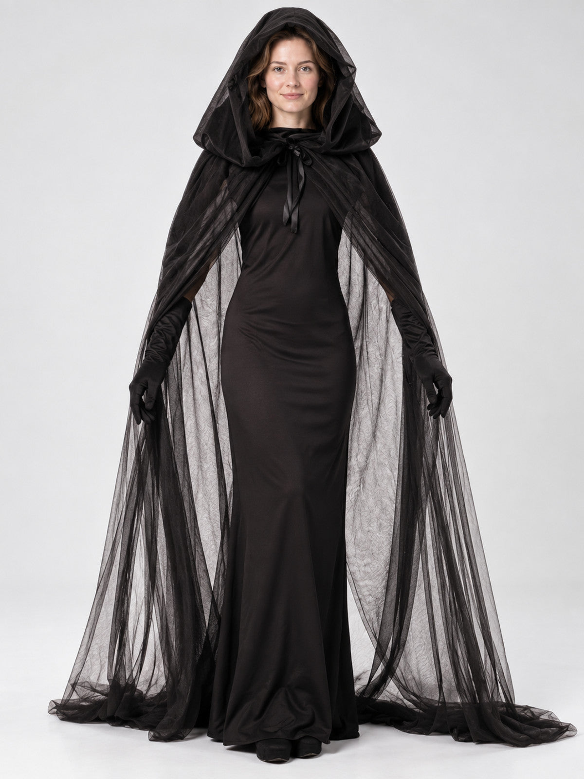 Vampire Costume with Cape and Gloves