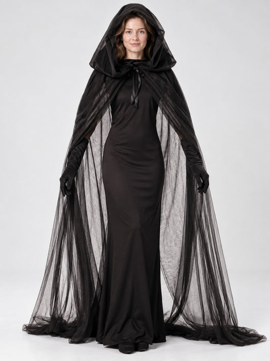 Vampire Costume with Cape and Gloves