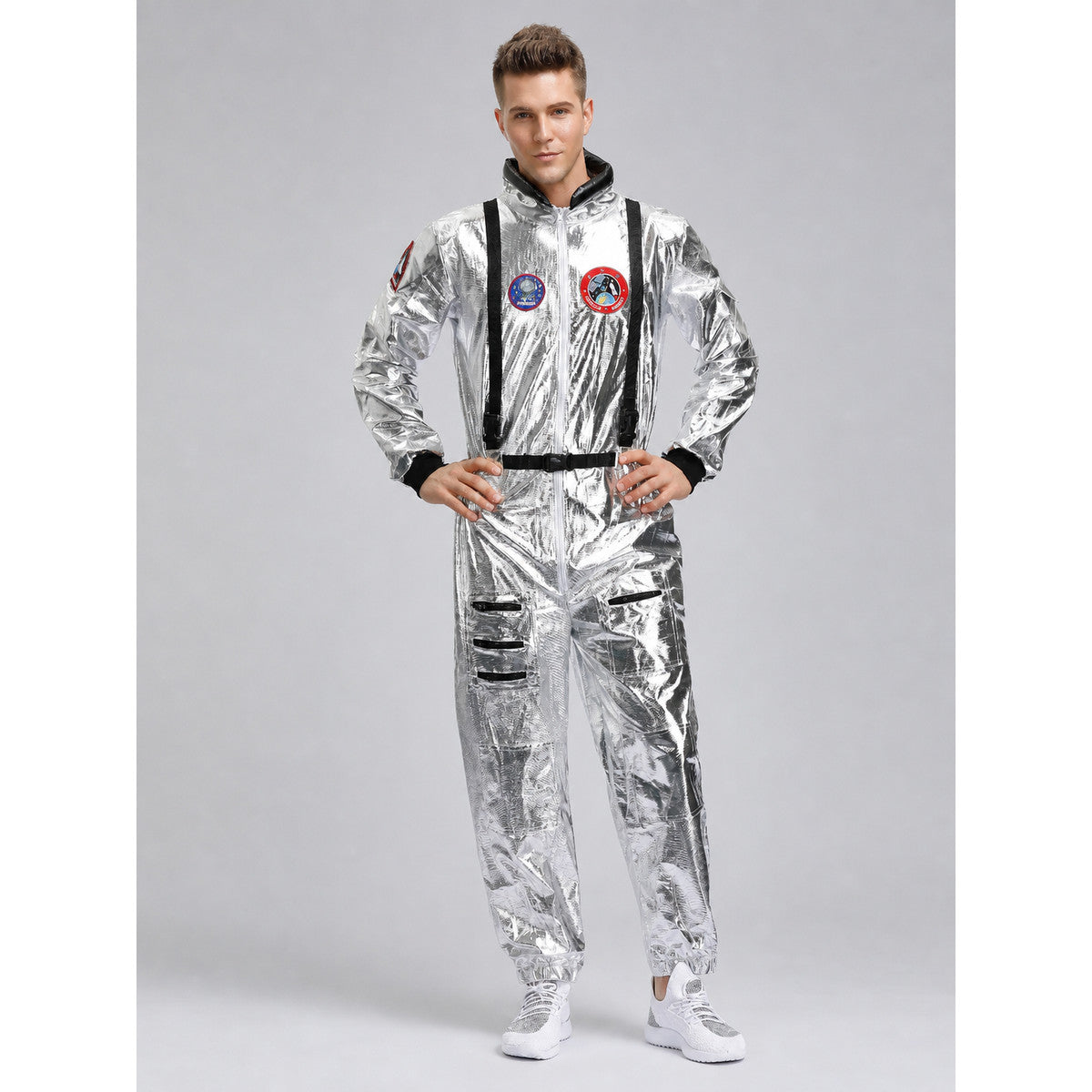 Astronaut Costume, Silver Jumpsuit for Cosplay