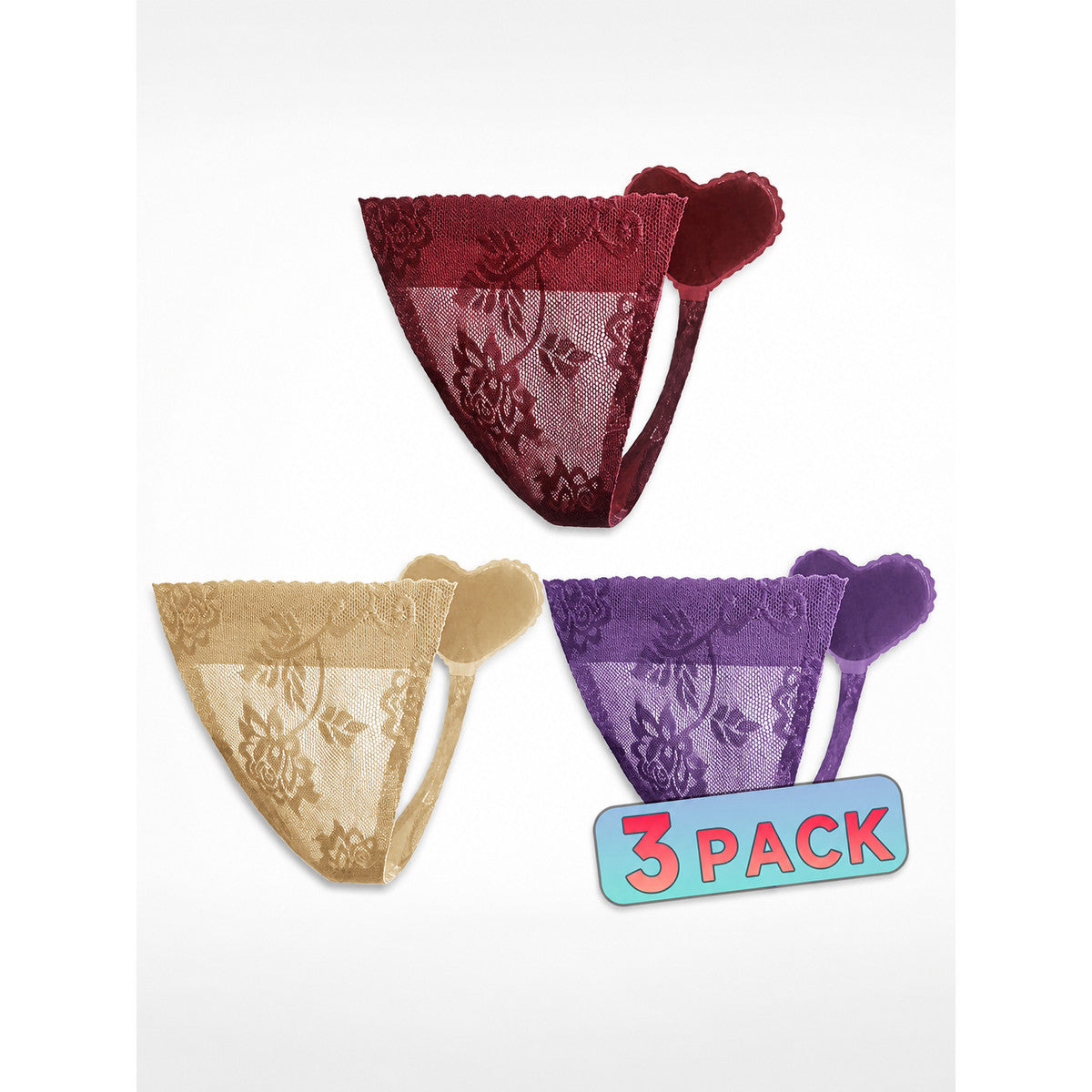 Floral-Pattern Thong Panties, 3 Colors, Size S