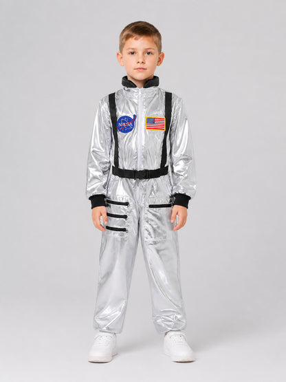 Silver Astronaut Costume, Cosplay Jumpsuit on-model view