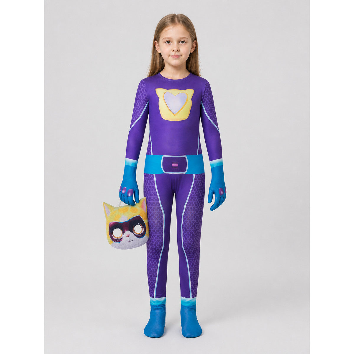 SuperKitties Cat Superhero Carnival Costume Jumpsuit on-model view