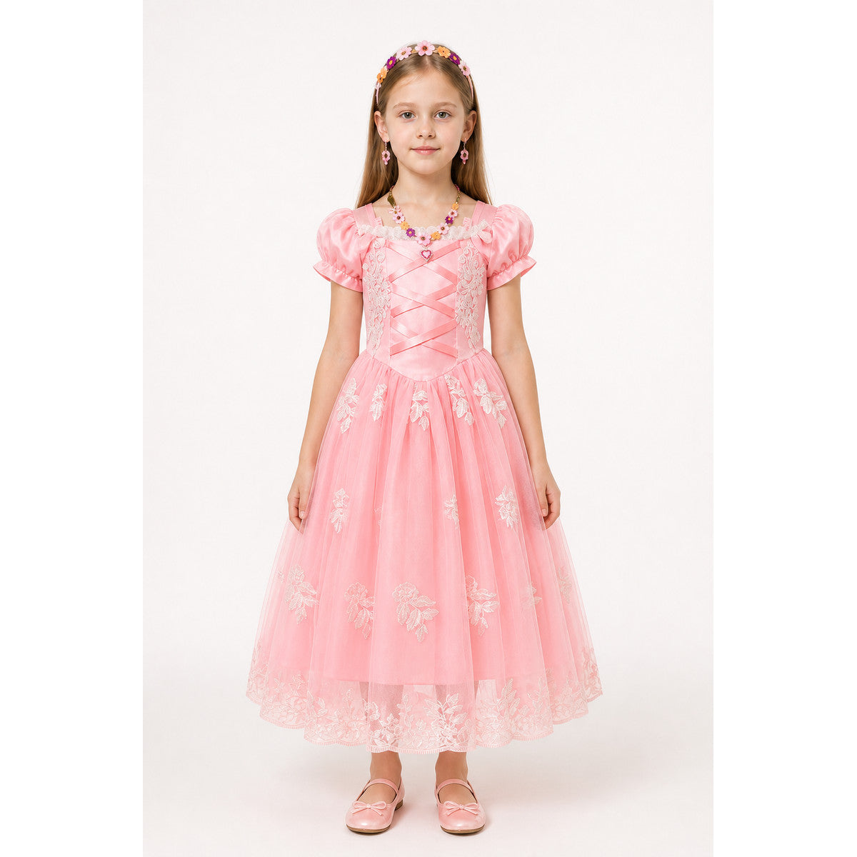 Pink Princess Dress with Headpiece and Jewelry
