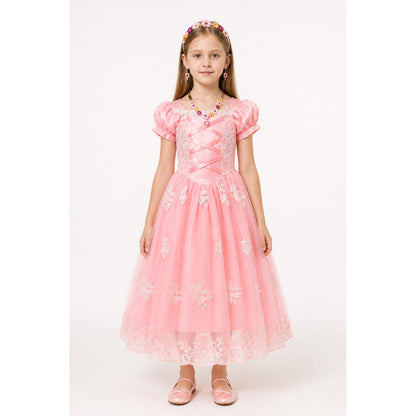 Pink Princess Dress with Headpiece and Jewelry