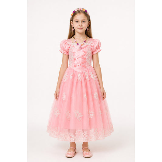 Pink Princess Dress with Headpiece and Jewelry main product view