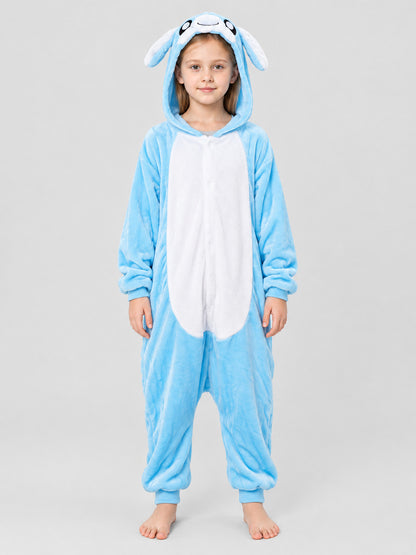 Flannel Hooded Pajama Jumpsuit with Ears