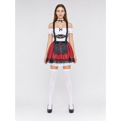 Burgundy Dirndl-Style Costume front view