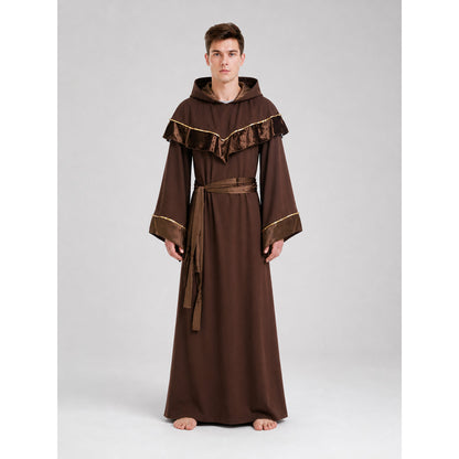 Hooded Wizard Costume, Halloween Robe on-model view