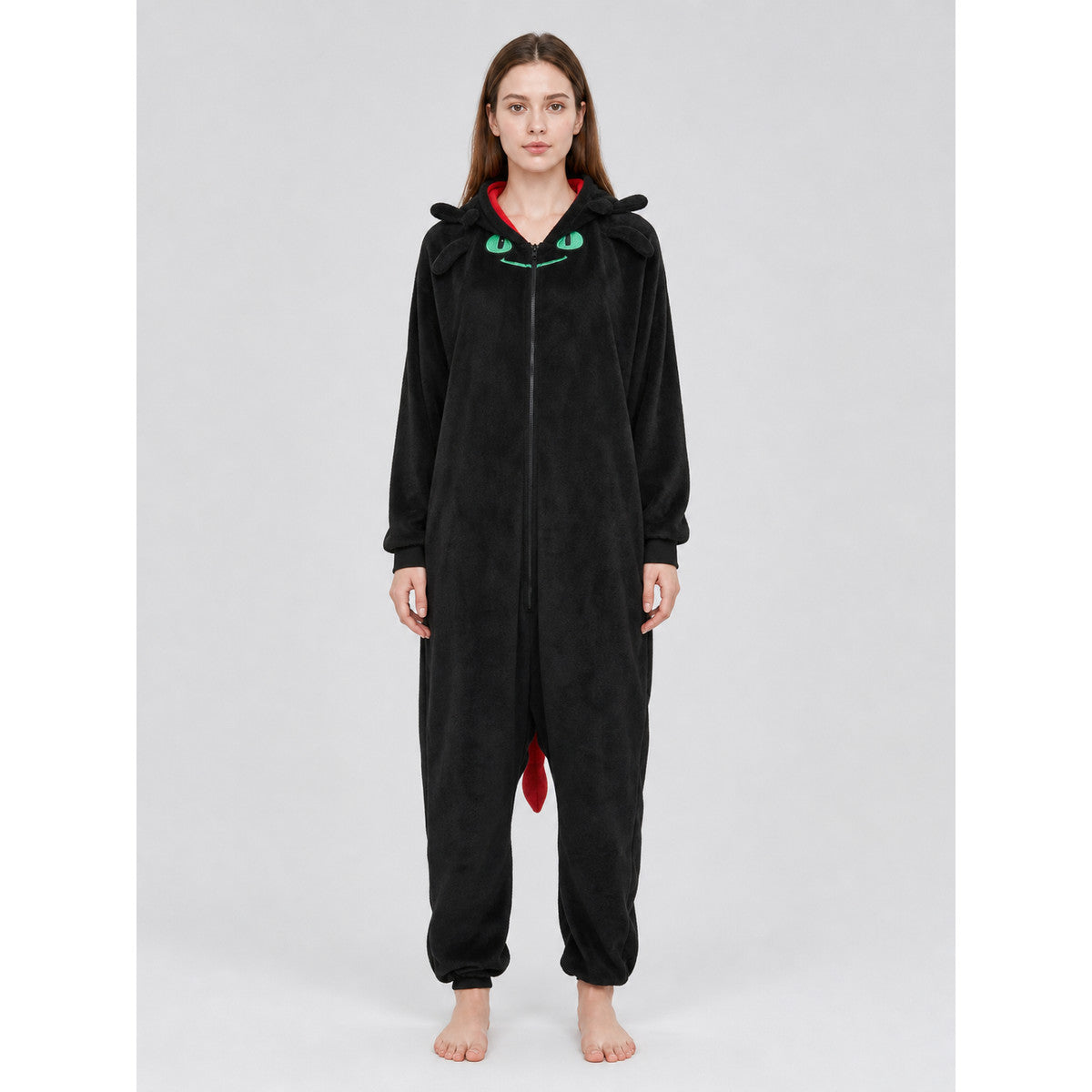 Dragon Kigurumi, Black Hooded Costume front view
